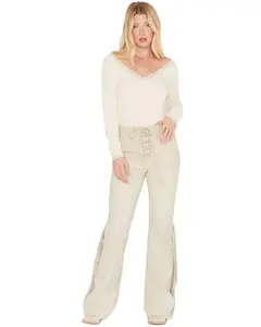 Idyllwind Women's Huntsville High Rise Leather Fringe Flare Pants - Iwho22p15