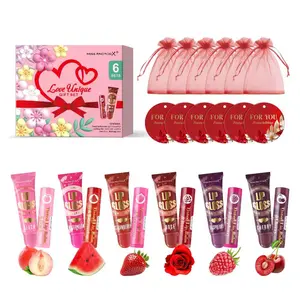MISS FACTORX 24pcs/Box Lip Oil & Lip Balm Gift Set with Red Mesh Bag and Red Holiday Card for Corporate Gifts Giveaways Thanksgiving Teacher Appreciation Birthday Wedding Favors