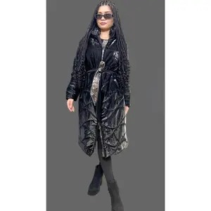 AmarModa Coat with Sparkly Belt, Black Outfit, Statement Style, Elegant Design, Wrap Style, Women's Outfit
