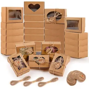 32 PCS Kraft Soap Boxes For Homemade Soap, 3.54 X 2.36 X 1.18 Inch Soap Packaging Gift Boxes with Window, Small Rectangular Soap Wrapping Boxes (Brown)