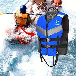 Adjustable Buoyancy Vest for Adults - Blue & Black, 88.18-242.51LB Capacity, 50N Buoyancy, Ideal for Fishing, Rafting & Water Sports, Christmas Gift, Rafting Gear, Secure Strap Design, Durable Construction