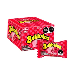 Bubbaloo Adams Goma de Mascar 47 Pz Sabor Fresa 298.7g Delightful Chewing Gum with Liquid Flavor Inside Banana Flavored