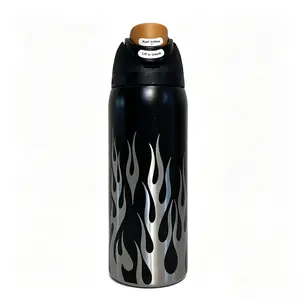 Owala 32oz Flame Print Insulated Water Bottle with Push Button Lid - 24oz Stainless Steel Travel Tumbler, Leak-Proof, Lift-to-Unlock, Keeps Drinks Cold 24H, BPA-Free for Gym & Outdoor tiktokshopspringglowup jug outdoorfun