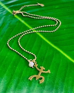 Coquí Taíno Pearl Necklace – Gold Stainless Steel, 18-Inch