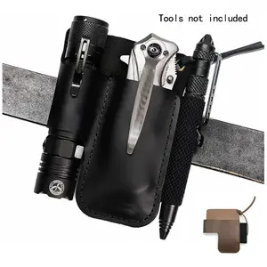 Handmade Leather Edc Storage Bag, Tool Pouch, Men's Tactical Tool Kit with Belt Clip, Multi-Functional Gun Holster, Portable Tool Bag, No Tools Included
