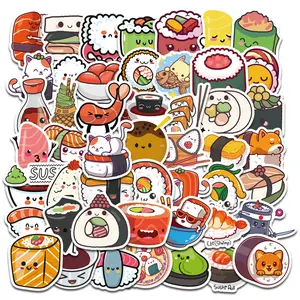 50 cute sushi doodle stickers, creative food-themed personalized decorative stickers