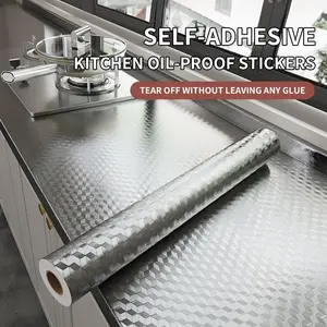 Thickened Aluminum Foil Sticker Kitchen Oil-proof Mold-proof Waterproof Moisture-proof Cabinet Mat Drawer Liner Self-adhesive Extra Thick for Kitchen Use