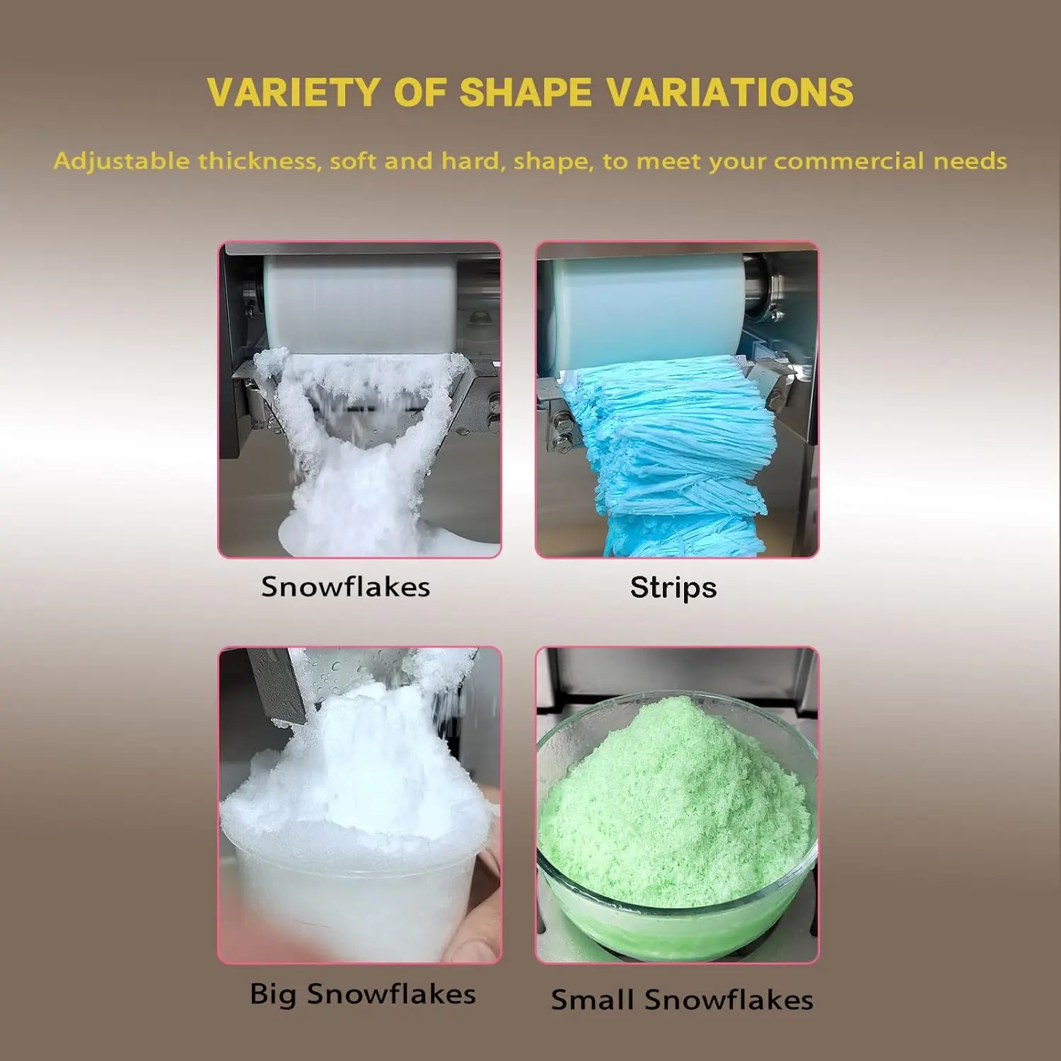 Kolice Commercial Automatically High Capacity Snow Flake Ice Shaver Machine, Ice Crusher Shaver, Snow Cone Maker Machine, 540lbs/day, Water Cooling, Quality Compressor for Household, Commercial