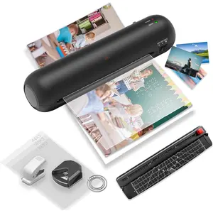 Laminator Machine 9-Inch Portable Thermal Laminater with Hot & Cold Modes, A4 Small Laminating Machine with ABS Jam-Release, 3-Min Warm-Up, 6-in-1 Photo Laminadoras Kit for Office & Classroom, Black
