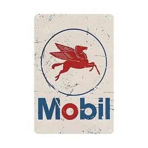 1 piece Retro Antique Metal Mobil Logo Rustic Rust Oil Gas Station Metal Decor Auto Shop Garage Cave Club Bar Man Cave Garage Wall Decor 12x8 inch Best Gift for Racing Enthusiasts