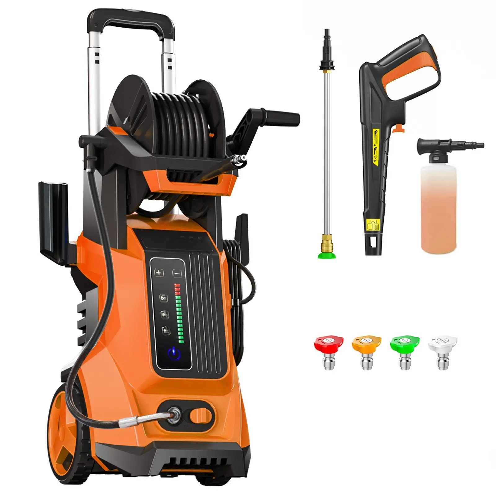 Electric Pressure Washer 4500PSI MAX 4.0GPM, 15 Level Adjustable Touch Screen, Dirt, Grime Removal, Flexible Cleaning, with 4 Spray Nozzle, 500ML Soap Tank, Stainless Steel Lance, Total Stop System for Car Wash, Home, Patio, Outdoor Cleaning