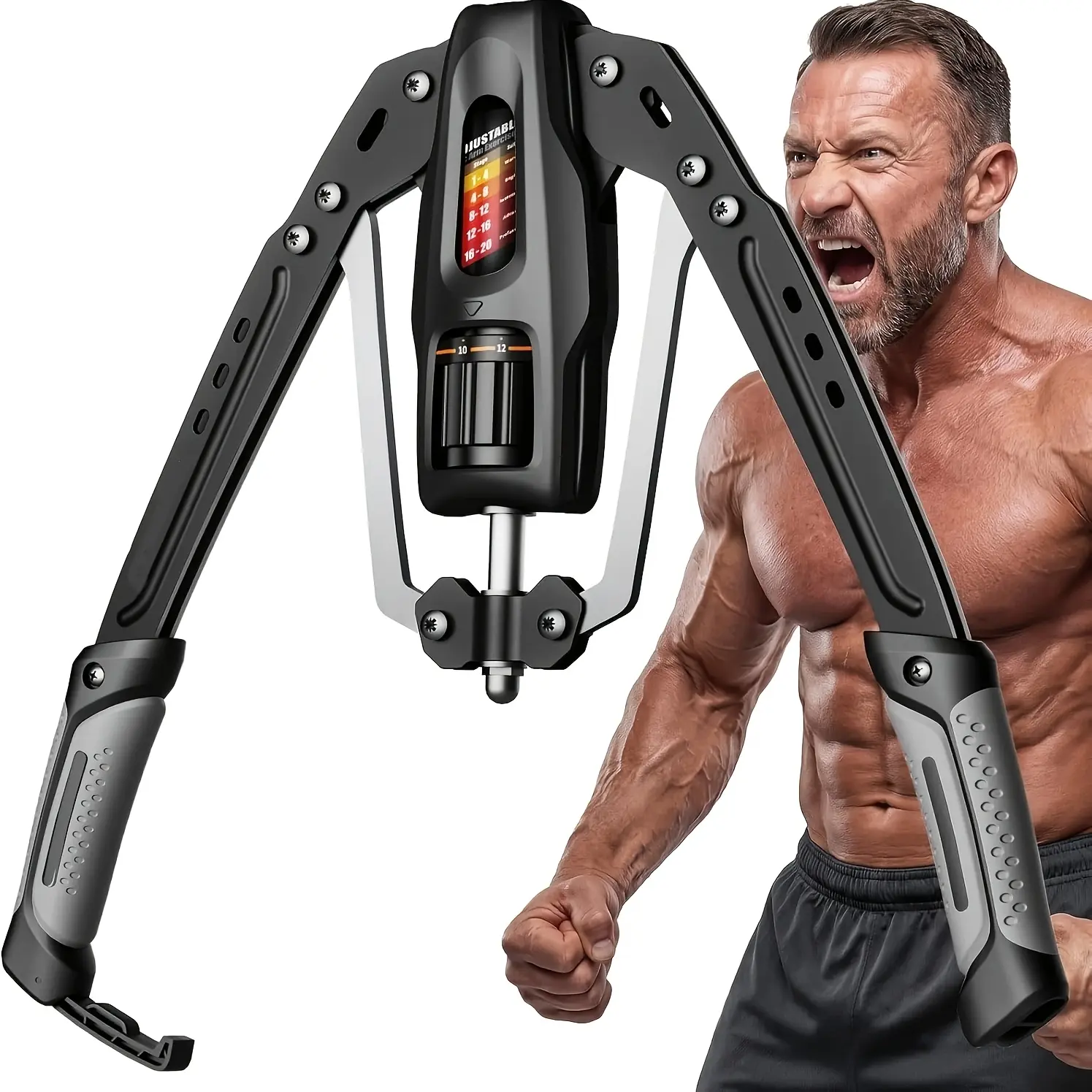 Arm Twister With Adjustable Hydraulic Resistance From 22 To 440 Pounds; Arm, Chest, And Shoulder Strength Trainer Suitable For Home Workouts; Upper Body Muscle Trainer; Fitness Training Equipment.