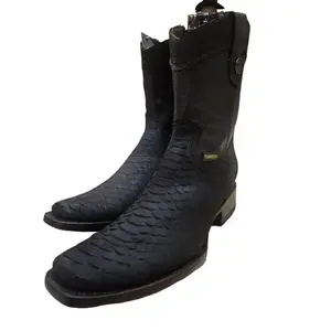 Chaparral Dark Brown Imitation Python Leather Men's Rodeo Boots with Unique Figure Pattern - Cowboy Style