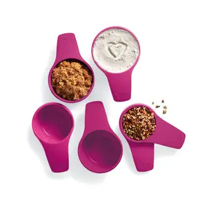 Measuring Cups Set of 6 – Magenta Pink Kitchen Measuring Spoons with Clear Markings