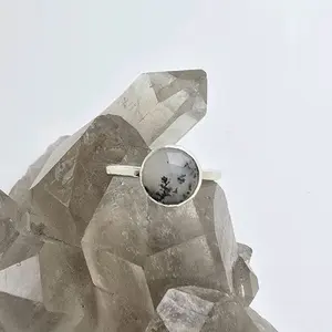 Jen's Jewels Dendritic Agate Stacker Ring, Stacking Ring, Silver Stackable Ring