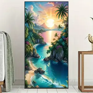 Sunset Beach Pattern Diamond Arts Colorful Painting Kit without Frame, DIY 5D Diamond Arts Crafts Kit, Wall Art Decorations for Home, Diamond Painting Kits