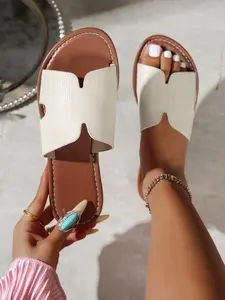 Women's Breathable Slide Sandals, Lizard Pattern Round Toe, Soft Sole Non-Slip, Casual Summer Shoes, Lightweight Home & Outdoors