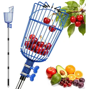 High quality fruit picking pole with basket, adjustable fruit tool, suitable for picking apples, avocados, cherries, citrus, lemons, oranges, peaches (multiple sizes available)