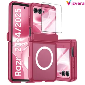 Vizvera for Motorola Razr 2026/25/24 Shockproof Magnetic Case - Shockproof, Hinge Protection, Magsafe Compatible, Built-in Screen Protector | Slim Translucent Cover | SummerVibes outdoorfun