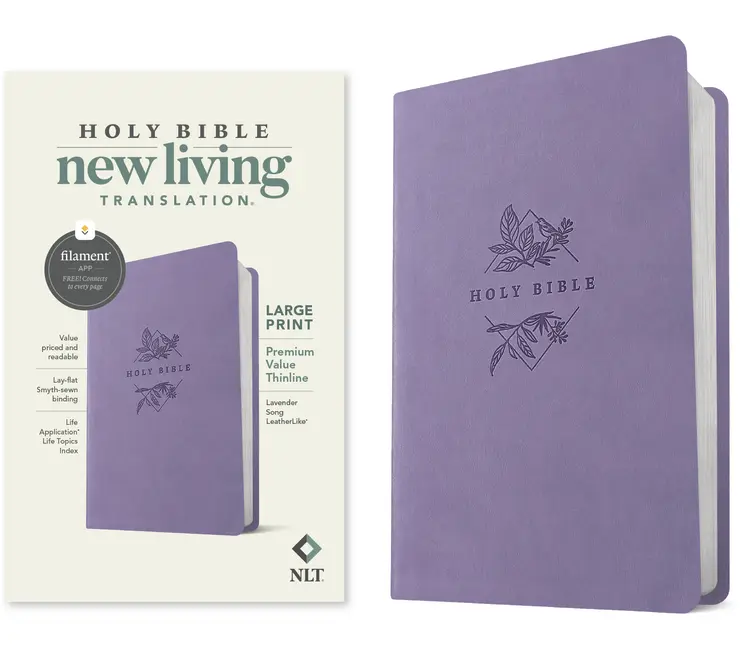 NLT Large Print Premium Value Thinline Bible, Filament Enabled (Leatherlike, Lavender Song) -- New Living Translation - Bible