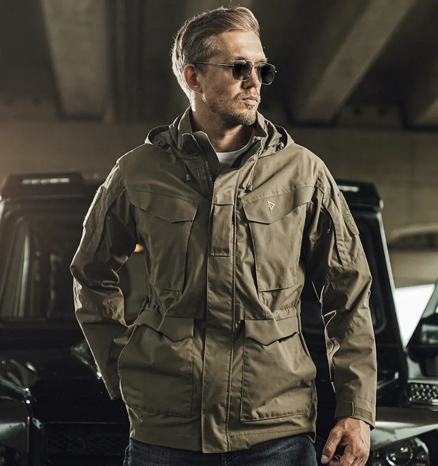 Men's Tactical Combat Trench Coat, Gen IV Tactical Combat Trench Coat, Anti-Static, Windproof, Thermal, Attached Hood, 12-Pocket High-Load Capacity, Tactical/Outdoor/Business/Casual, Spring/Fall, XS-2XL