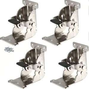 4-Piece Heavy-Duty Self-Locking Folding Hinges for Sofa Legs, Bed, and Foldable Table, 90-Degree Leg Extender, Durable Steel Structure