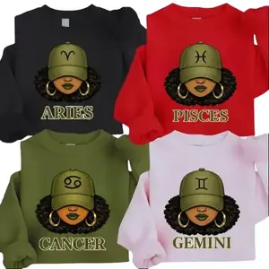 Made in USA, All 12 Zodiac Face Graphic Sweatshirt, Astrology Portrait With Symbol Design, Horoscope Character Illustration Apparel, Modern Celestial Art Crewneck, Unisex Casual Daily Wear, Birthday Gift Idea For Her