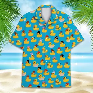 Mens Cartoon Print Hawaiian Shirt Colorful Tropical Graphic Shirt Breathable Summer Button Up Casual Beach Wear Gift for Men