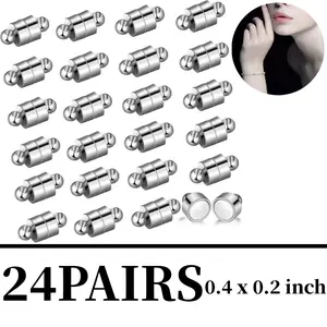 24 Pairs Silver Copper-Plated Cylindrical Magnetic Lock Clasps, DIY Extender Clasps, Locking Buckles for Necklace Bracelet Making | Sports & Outdoor Accessories, Sports Wristbands, Jewelry Making outdoorfun