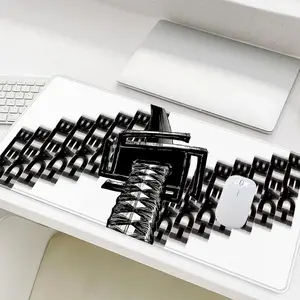 Minimalist Katana Pattern Mouse Pad, Rectangle Gaming Mouse Pad, Non-Slip Rubber Base Stitched Edge Desk Pad for Home Office Game Room