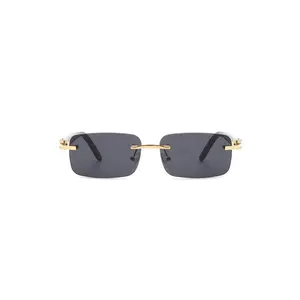 Rimless Rectangle Retro Tinted Fashion Sunglasses with 100% UVA & UVB Protection, Plastic & Metal Frame, 54mm Width, 34mm Height, 16mm Bridge Width, 140mm Temple Length, One Size Fits Most, Assorted Colors