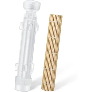 Sushi Roller 11.8 inches Sushi Bazooka Sushi Maker Chef Tool Rice Roller Durable Rice Maker Machine Mold for Easy Sushi Cooking Translucent white