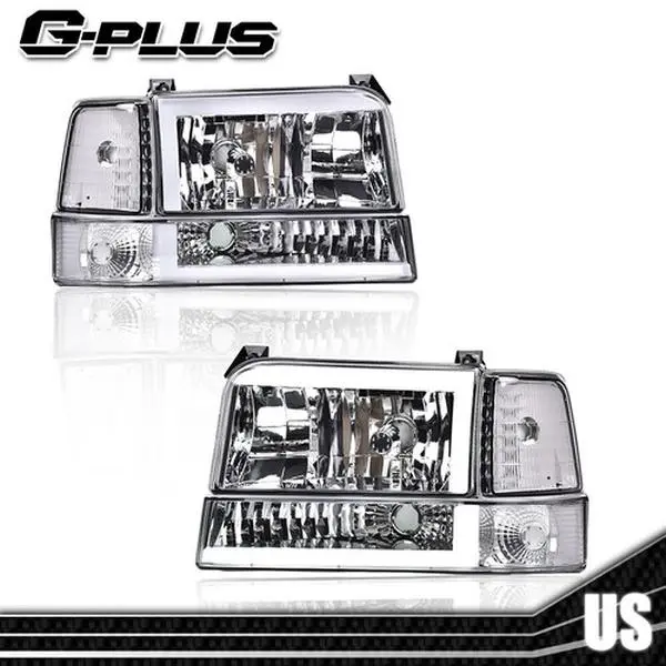 G-PLUS LED Car Headlights & Corner/Bumper Lamps Set - Replacement Car Lights, Signal Bumper Headlamps, Truck Accessories for 1992-1996 Ford F150 F250 F350
