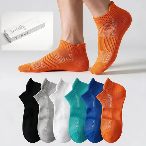 Zoe Cubby Unisex No-Show Cotton Sports Socks - Moisture-Wicking, Heavy-Duty Protection, Terry-Loop Cushion, Shock-Absorb Sole, Thick-Toe Yarn, Non-Slip Grip - for Runners, 3-Pair/6-Pair Gift Box Set, S