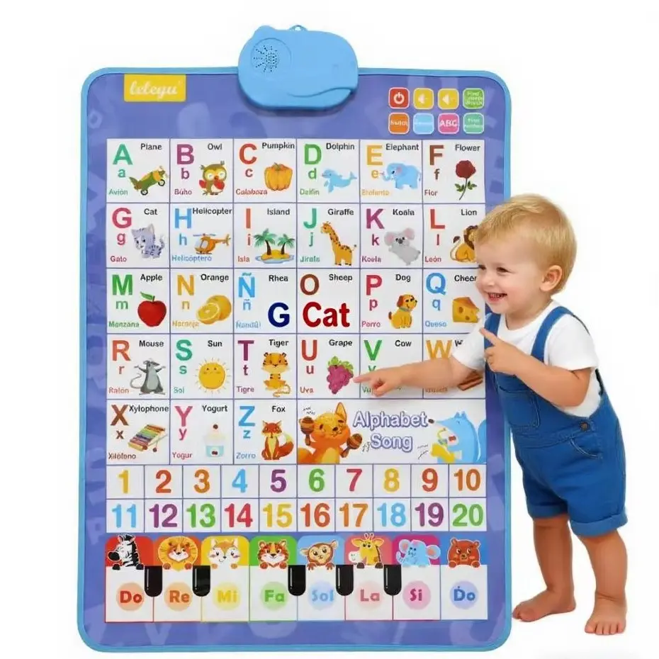 Bilingual High-End Audio Wall Chart - Electronic Learning Device for Kids, 26-27 Letters English-Spanish, Gift Box Packaged Early Education Tool with Audios, Learning Fun & Enhanced Learning Enlightenment Book
