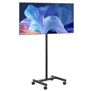 【Spotlight Day】VEVOR Rolling TV Stand, Mobile TV Cart for 17-55 Inch Screens, Portrait to Landscape, Portable TV Stand with Wheels Holds up to 44 lbs for Living Room, Bedroom, Office, Outdoor, Max VESA 200x200mm