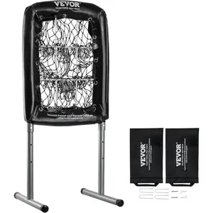 VEVOR 9 Hole Baseball Net, Softball Baseball Training Equipment for Hitting Pitching Practice, Heavy Duty Height Adjustable Trainer Aid with Strike Zone & 4 Ground Stakes, for Youth Adults