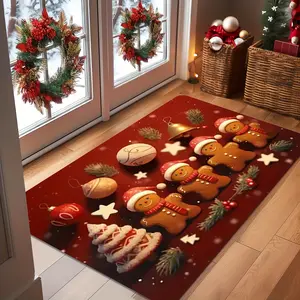 , Christmas Gingerbread for Man Pattern Extra Large Doormat - Door Mat for Living Room, Bedroom, Kitchen, Office, Indoor and Outdoor Entrance, Holiday Decoration, Premium Fleece