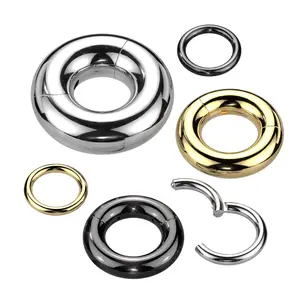 00G/0G/2G/4G/6G/8G/10G/12G/16G/18G/20G Gold Silver Black Implant Grade Titanium Large Gauge Thick Septum Clicker Hoops Hinged Segment Seamless Rings