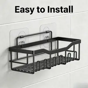 5-Pack Rustproof Stainless Steel Shower Caddy Set– No Drill Adhesive Bathroom Organizer, Space-Saving Shower Shelves for Apartment Essentials, Bathroom/Kitchen Storage Home Decor-L Size.