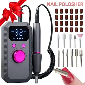 Electric Nail Drill Set Nail Grinding Tool Rechargeable USB, 32 Speed Adjustable, Portable Pedicure & Manicure Tools, Includes Files & Pusher Rods, Home Salon Use