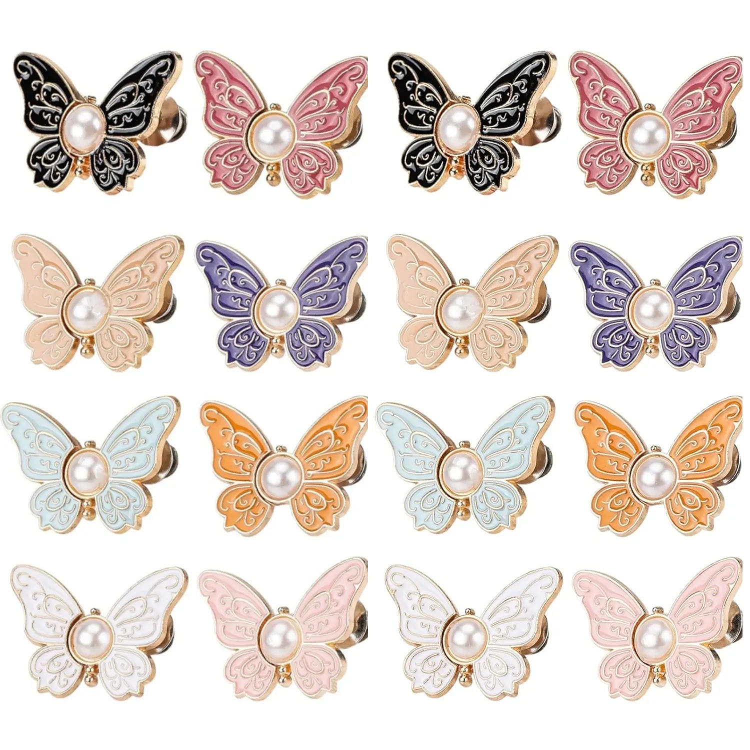 16Pcs Pant Waist Tightener, Detachable Butterfly Clips Jean Buttons for Loose Jeans, Adjustable Waist Buckle Sets No Sew and No Tools Decorative Butterfly Waist Buckles,Jean Buttons Pins - Home Improvement.