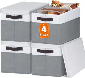 4 Pack Storage Organizer Cubes – Stackable Shelf Baskets for Nursery, Bedroom & Dorm Closet Storage