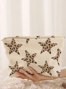 Leopard Print Makeup Bag, Cartoon Style, Cute Lightweight Multi-Functional Fashion Casual Cosmetic Pouch, Travel Organizer, Travel Cosmetic Bags, Makeup Storage Bag, Cosmetics Organizer, Zipper