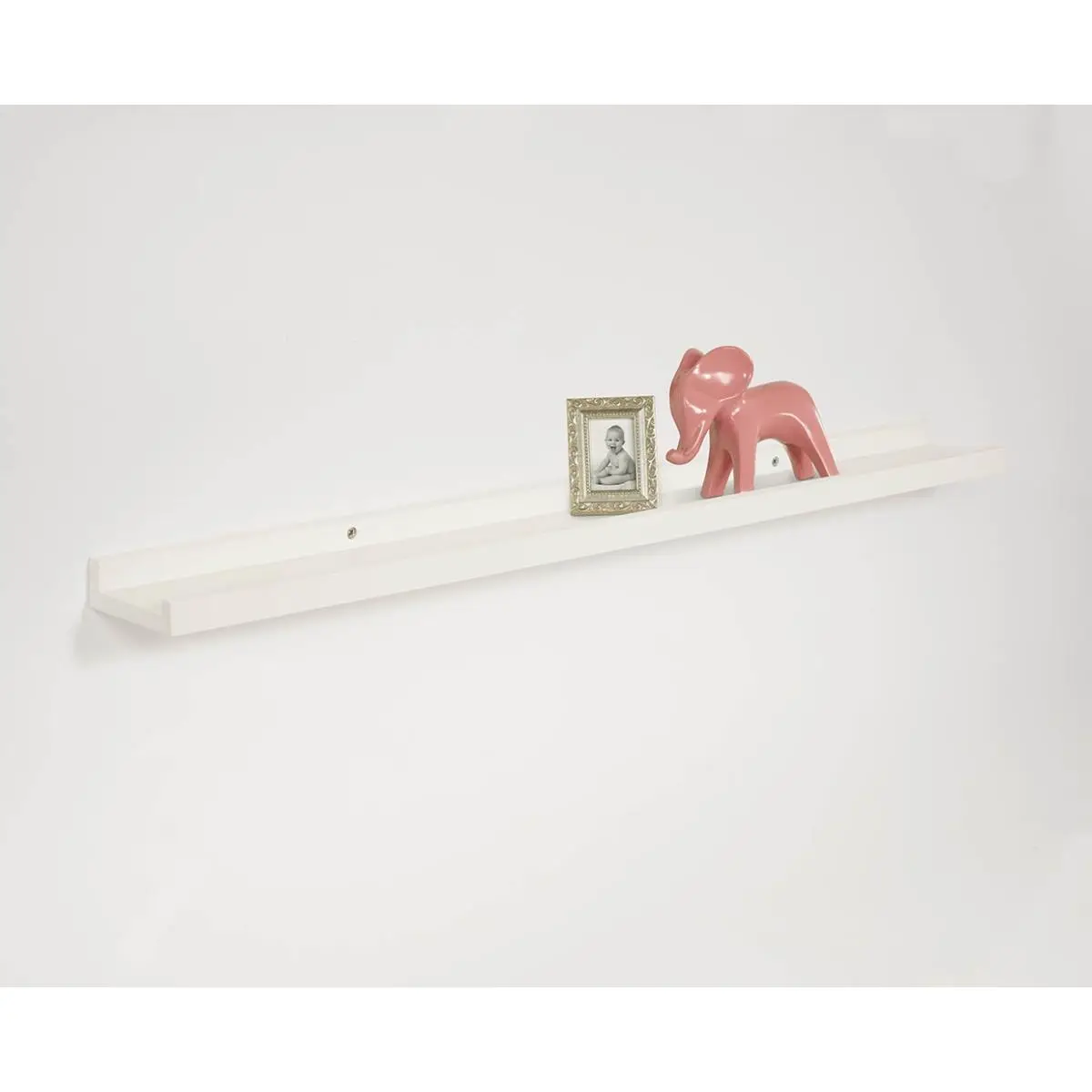212 MAIN Classic White Wood Rectangular Wall Mount Shelf Rack - 1-Layer, 31.5 in Size (1.25x31.5x3.5625 in), 10lb Capacity, Universal for Bedroom Decoration, Photo Display, Stylish Wall Hanging Shelves