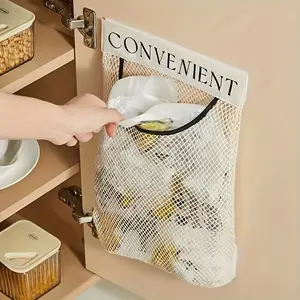 2PCS Practical Mesh Storage Bag for The Kitchen, Spacious Wall-Mounted Organizer, Reusable Net Pouch for Door Back Organization, Breathable And Simple Design for Tool Storage.