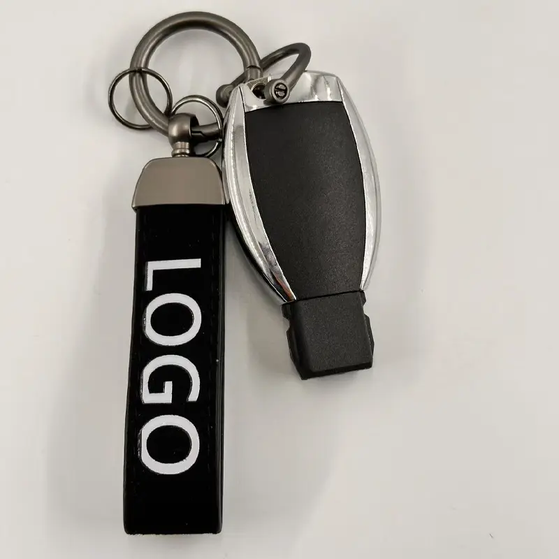 Stylish DIY Pendant Car Keychain, Punk Minimalist Design Keychain, Suede Cord Key Lanyard Car Key Ring Accessory for Men and Women (Black, Red)