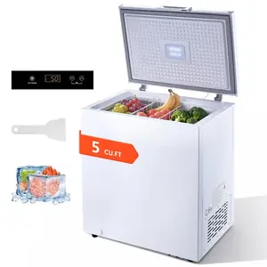 summervibes 5 Cu. ft Compact Deep Chest Freezer, Free-Standing Top-Open Door Unit with 2 Removable Baskets and Adjustable Thermostat - Energy-Saving, Low-Noise, Garage-Ready White Freezer for Freezing Food