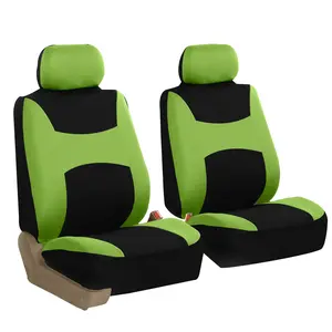 FH GROUP Light & Breezy Stretch Polyester Car Seat Covers - Front Set, Green, Adjustable Straps, Airbag-Safe, Hook Closure, Machine Washable Car Seat Cushion