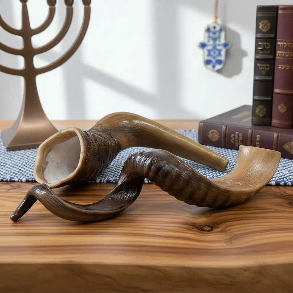Resin Shofar Horn Decorative Piece, Classic Jewish Religious Ritual Style, Hand-Polished Holiday Ornament, Home Decoration, Religious Decorations